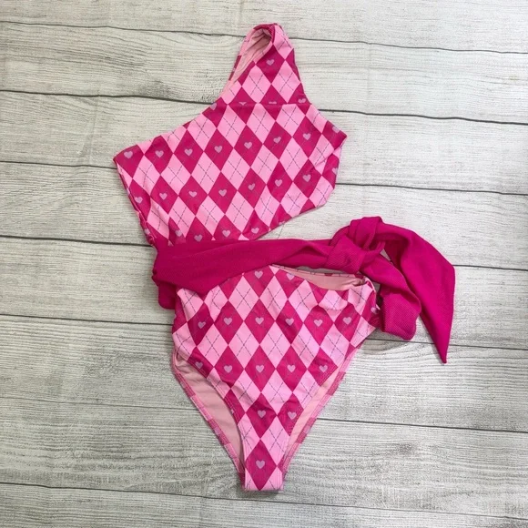 Beach Riot NEW Pink Hot Pink Waist Tie One Piece Swimsuit - Picture 3 of 6
